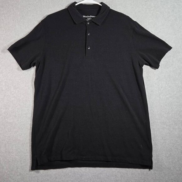 Wool & Prince Signature Polo Men’s Size Large Black Merino Wool - Picture 1 of 11